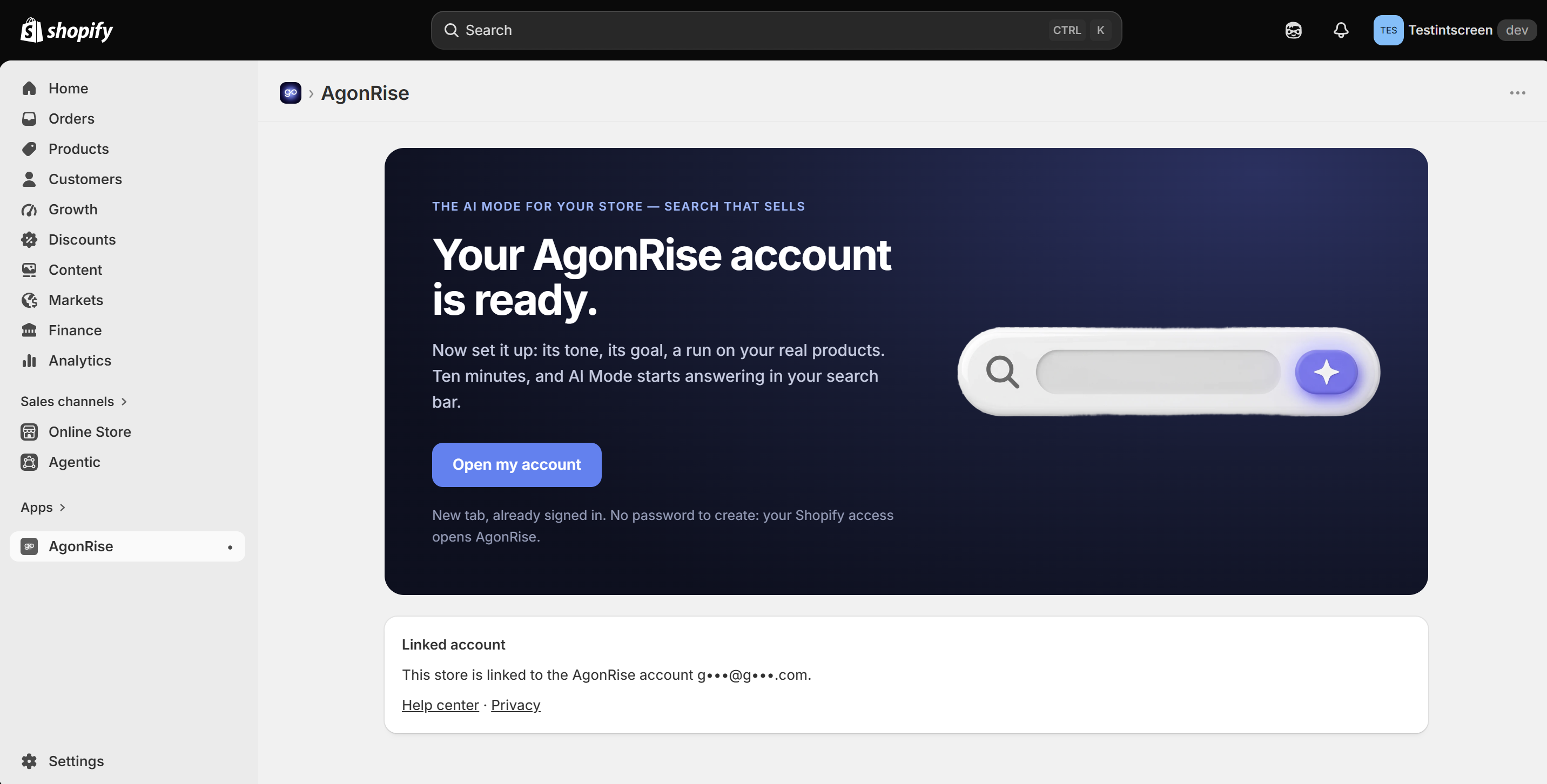 App Home: Your AgonRise account is ready
